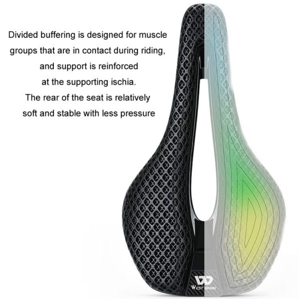 WEST BIKING Road Bicycle Carbon Fiber Ultralight Breathable Seat (Black) - Image 4
