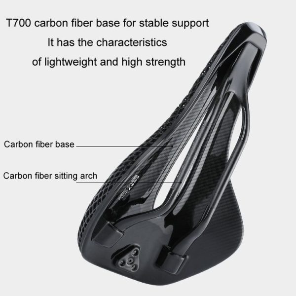 WEST BIKING Road Bicycle Carbon Fiber Ultralight Breathable Seat (Black) - Image 6