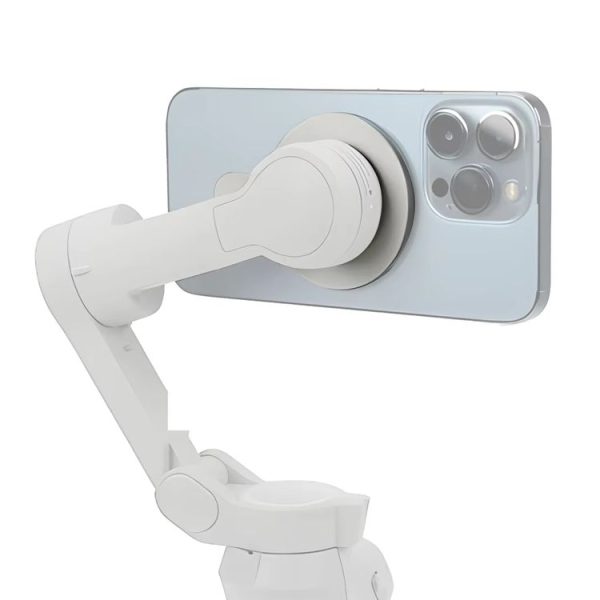 DJI OM 4 / OM 4 SE / OM 5 / OM 6 Gimbal Bracket Magsafe Magnetic Aluminum Alloy Holder (Silver) - Image 2