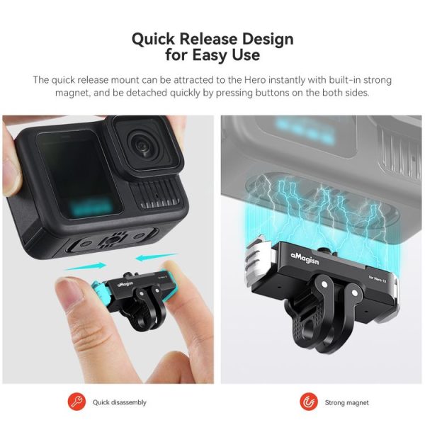 GoPro HERO13 Black aMagisn Metal Magnetic Quick Release Base Dual Interface Adapter - Image 4