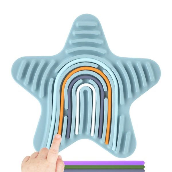 Stars Silicone Sensory Activity Board Children Puzzle Stress Relief Toys (Blue)