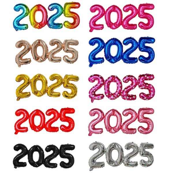 2025 Numbers Balloon 16inch Connection Numbers Foil Balloon New Year Party Decoration, Color: Pink - Image 2