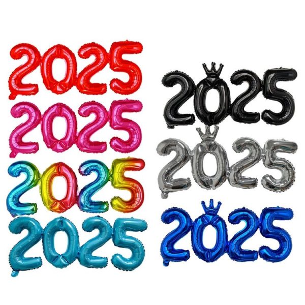 2025 Numbers Balloon 16inch Connection Numbers Foil Balloon New Year Party Decoration, Color: Pink - Image 4