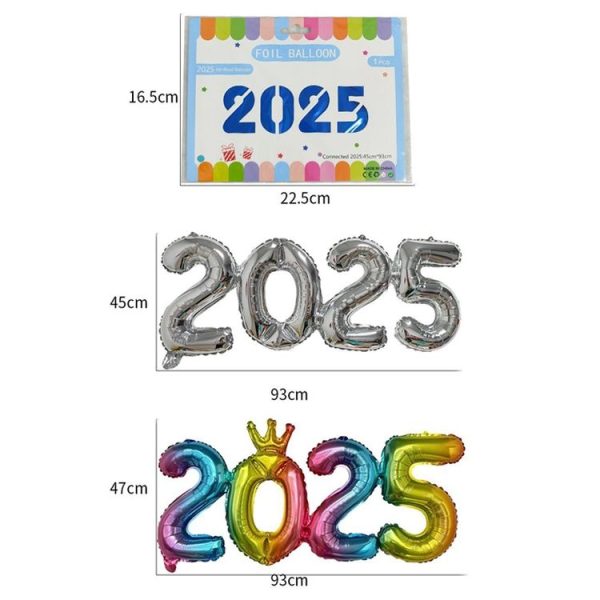 2025 Numbers Balloon 16inch Connection Numbers Foil Balloon New Year Party Decoration, Color: Pink - Image 5