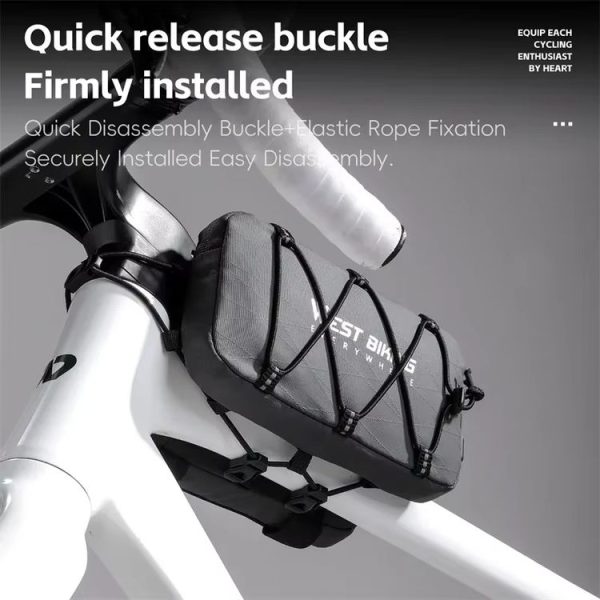 WEST BIKING Bicycle Top Tube Hanging Front Bag (White) - Image 5