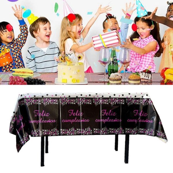 137x183cm Happy Birthday PET Aluminum Film Tablecloths Disposable Waterproof Party Decorative Table Cloth, Style: English White Balloon - Image 5