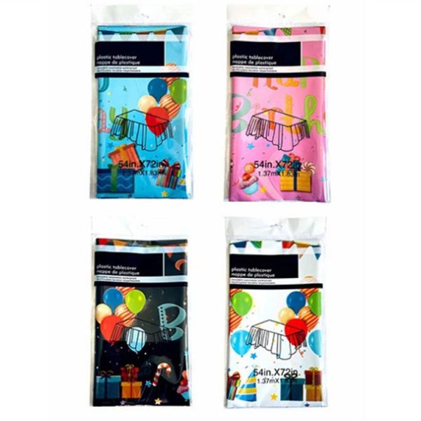 137x183cm Happy Birthday PET Aluminum Film Tablecloths Disposable Waterproof Party Decorative Table Cloth, Style: English White Balloon - Image 7