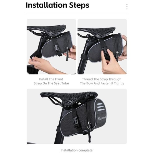 WEST BIKING Bicycle Saddle Tail Bag Portable Mini Tool Bag (Black) - Image 10