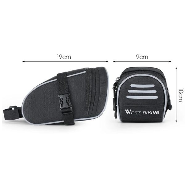WEST BIKING Bicycle Saddle Tail Bag Portable Mini Tool Bag (Black) - Image 2