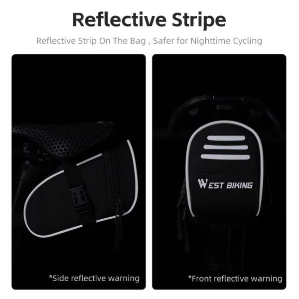 WEST BIKING Bicycle Saddle Tail Bag Portable Mini Tool Bag (Black) - Image 4