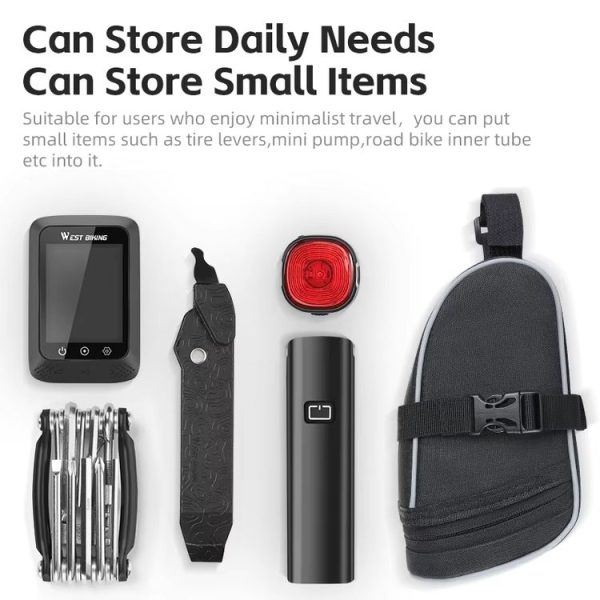 WEST BIKING Bicycle Saddle Tail Bag Portable Mini Tool Bag (Black) - Image 5