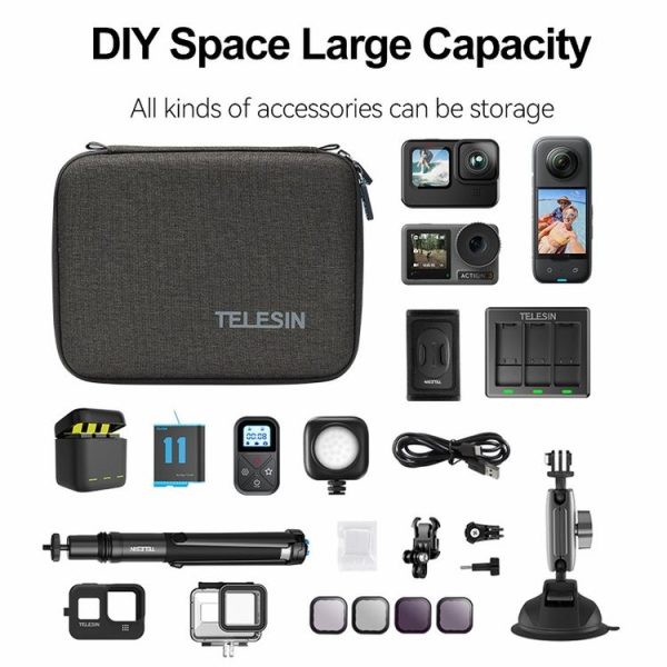 TELESIN Sports Camera Accessories Storage Bag For GoPro HERO / DJI Action / Insta360 etc - Image 3
