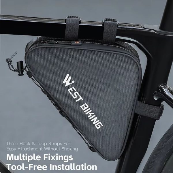 WEST BIKING Bicycle Crossbar Triangle Bag Cycling Equipment Tool Bag (Black) - Image 10
