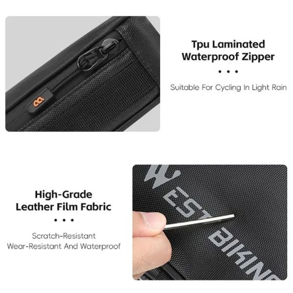 WEST BIKING Bicycle Crossbar Triangle Bag Cycling Equipment Tool Bag (Black) - Image 4