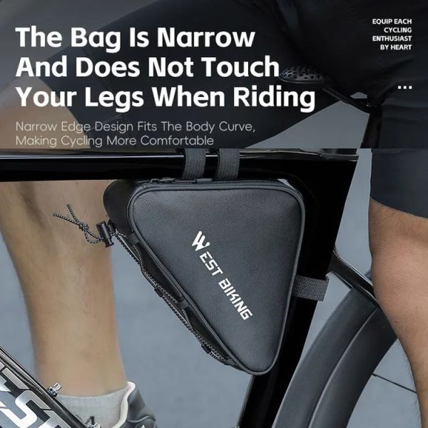 WEST BIKING Bicycle Crossbar Triangle Bag Cycling Equipment Tool Bag (Black) - Image 7