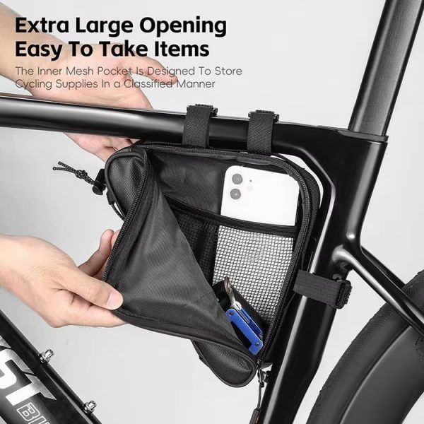WEST BIKING Bicycle Crossbar Triangle Bag Cycling Equipment Tool Bag (Black) - Image 8