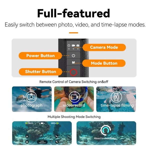 TELESIN Bluetooth Buoyancy Bar 15m Waterproof Depth For GoPro HERO13 / 12 / 11 / 10 / 9 / 8 Black - Image 4