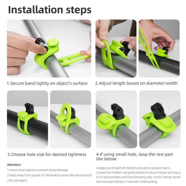 TELESIN Action Camera Mount Silicone Adjustable Mini Flexible Bracket For GoPro HERO / Insta360 / DJI Action Camera (Green) - Image 10