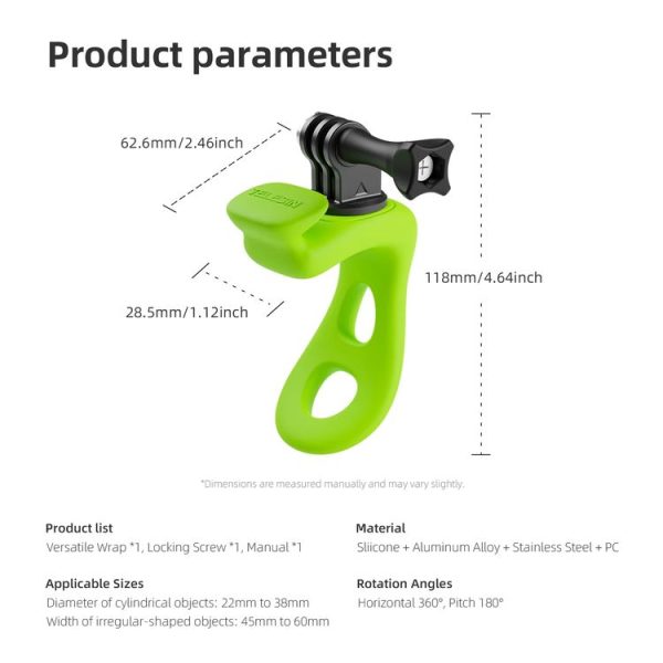 TELESIN Action Camera Mount Silicone Adjustable Mini Flexible Bracket For GoPro HERO / Insta360 / DJI Action Camera (Green) - Image 11
