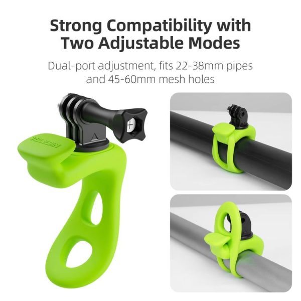 TELESIN Action Camera Mount Silicone Adjustable Mini Flexible Bracket For GoPro HERO / Insta360 / DJI Action Camera (Green) - Image 6