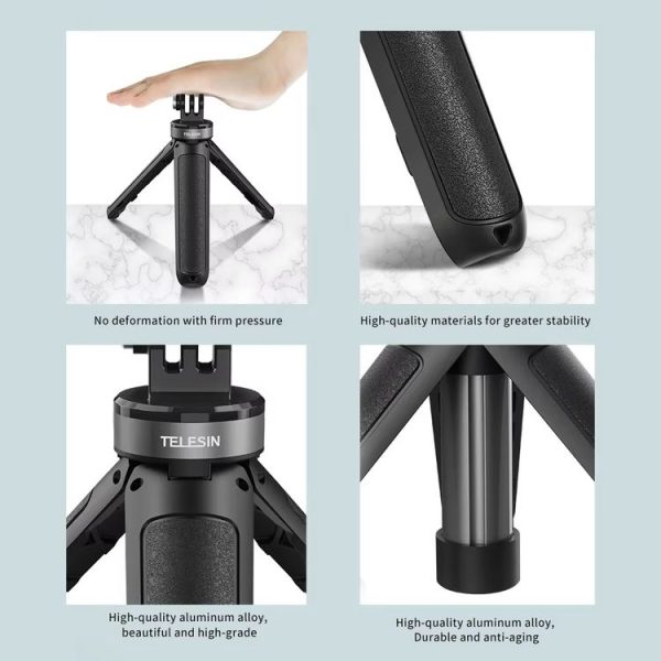 TELESIN Universal Mini Desktop Selfie Tripod for Sports Camera 13.4-25.5cm Height Adjustable - Image 8