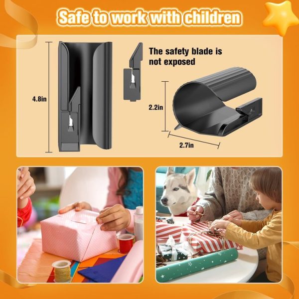 Wrapping Paper Cutter Rolled Paper Cutting Device For Holiday Wrapping Paper (Black) - Image 3
