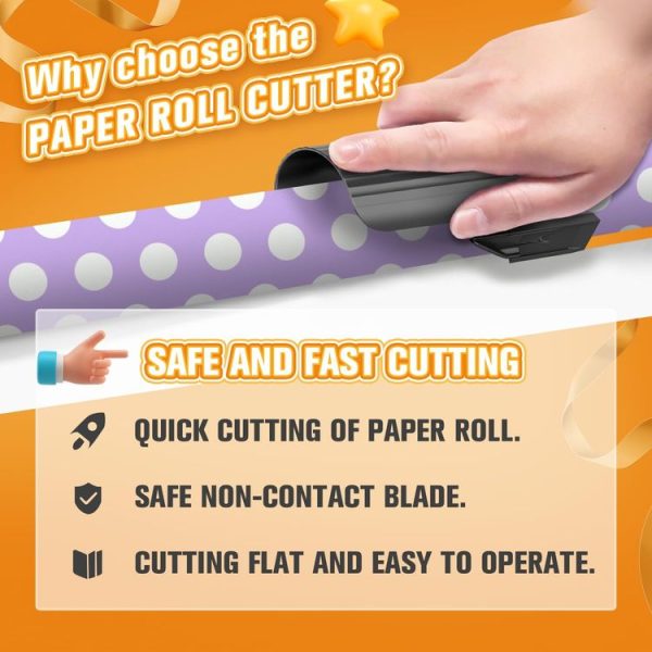 Wrapping Paper Cutter Rolled Paper Cutting Device For Holiday Wrapping Paper (Black) - Image 4