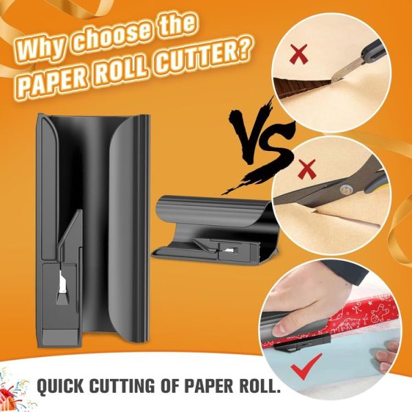 Wrapping Paper Cutter Rolled Paper Cutting Device For Holiday Wrapping Paper (Black) - Image 5