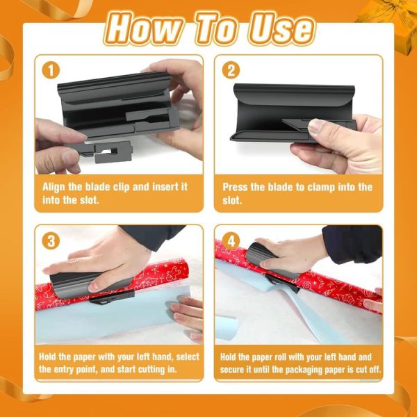 Wrapping Paper Cutter Rolled Paper Cutting Device For Holiday Wrapping Paper (Black) - Image 6
