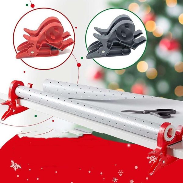 2pcs / Pack Wrapping Paper Holder Table Clamps with Integrated Tape Dispensers (Red) - Image 2