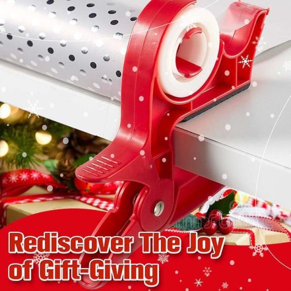 2pcs / Pack Wrapping Paper Holder Table Clamps with Integrated Tape Dispensers (Red) - Image 3