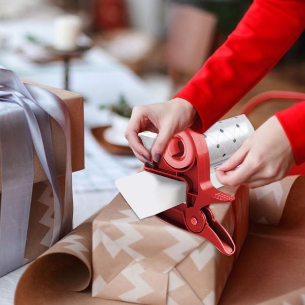 2pcs / Pack Wrapping Paper Holder Table Clamps with Integrated Tape Dispensers (Red) - Image 5