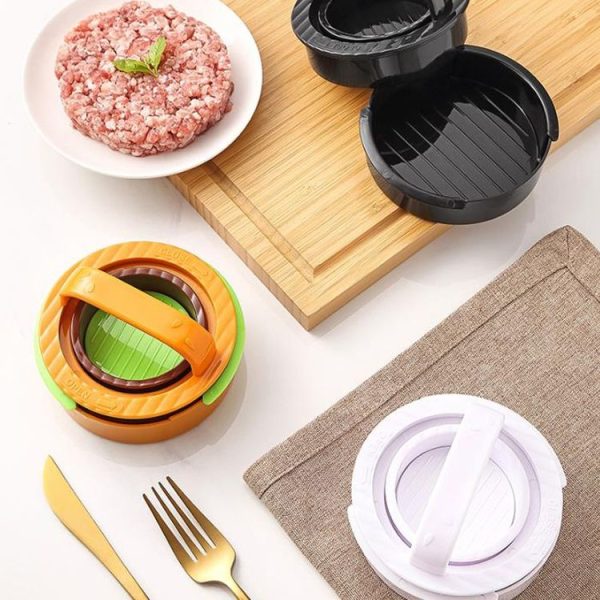 Round Burger Making Tools Kitchen Combo Meat Press Kit (Black) - Image 2