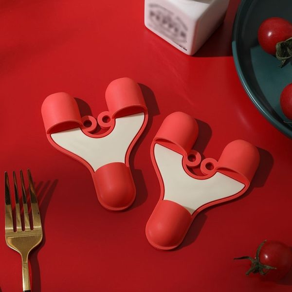 2pcs / Pack Silicone 3-Finger Anti-Scalding Clip Heat Resistant Gloves Bowl Dish Lifter (Red)