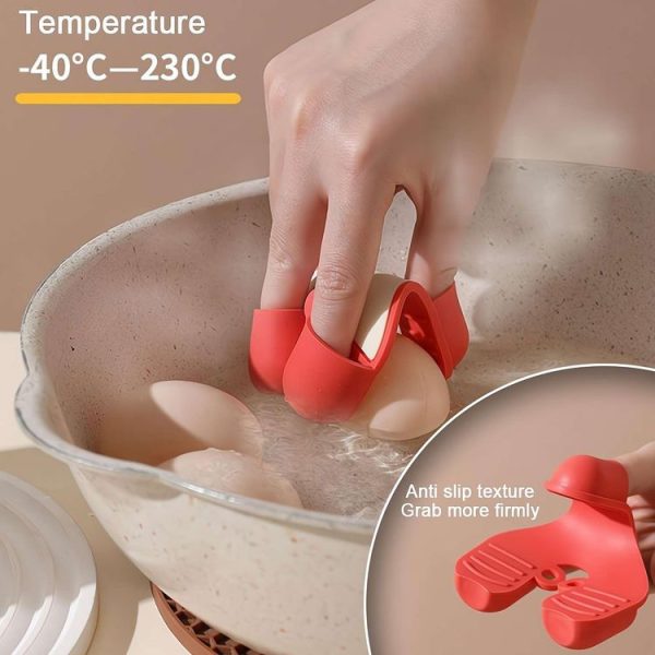 2pcs / Pack Silicone 3-Finger Anti-Scalding Clip Heat Resistant Gloves Bowl Dish Lifter (Red) - Image 6