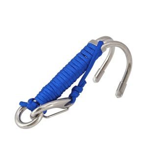 Diving Double-headed Stainless Steel Flow Hook With Safety Rope, Color: Blue