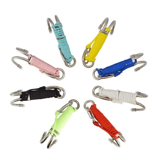 Diving Double-headed Stainless Steel Flow Hook With Safety Rope, Color: Blue - Image 2