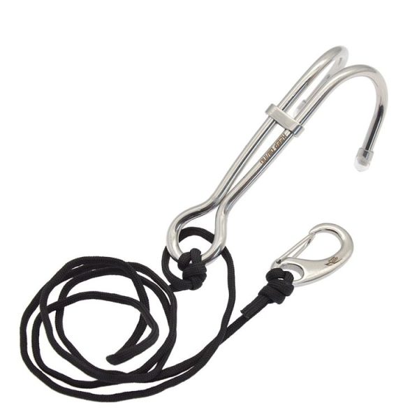 Diving Double-headed Stainless Steel Flow Hook With Safety Rope, Color: Blue - Image 3