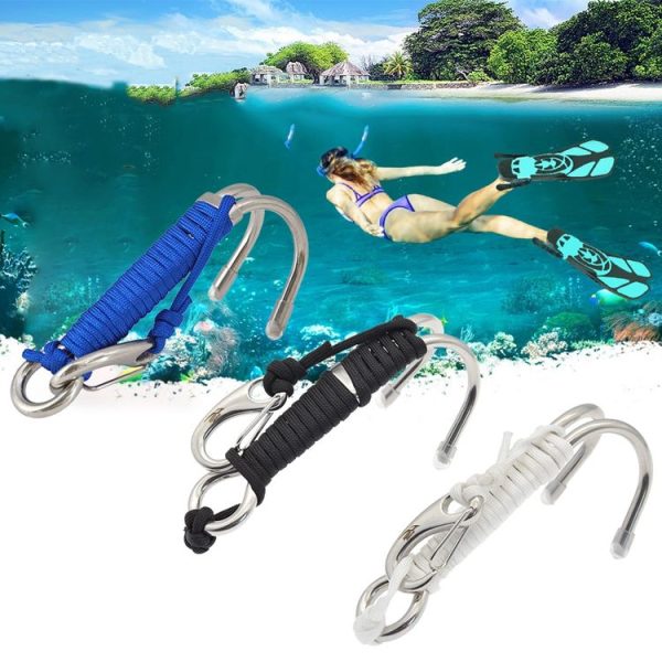 Diving Double-headed Stainless Steel Flow Hook With Safety Rope, Color: Blue - Image 6