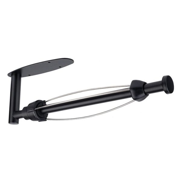 Kitchen Stainless Steel Paper Towel Holder With Damping Cabinet No Punch Roll Paper Cling Film Holder, Style: YS1 Round Black Silver Line