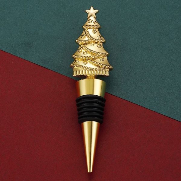 Christmas Tree Wine Champagne Sealing Stopper Home Fresh Christmas Party Wine Bottle Corks (Gold)
