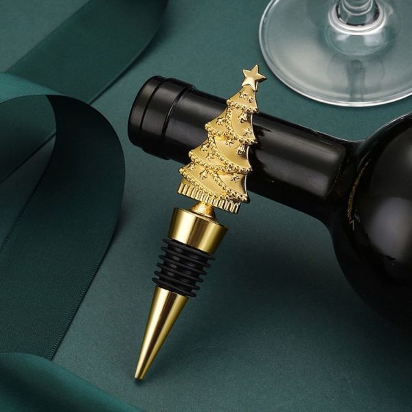 Christmas Tree Wine Champagne Sealing Stopper Home Fresh Christmas Party Wine Bottle Corks (Gold) - Image 2