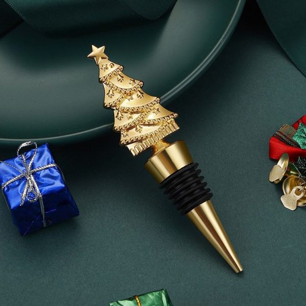 Christmas Tree Wine Champagne Sealing Stopper Home Fresh Christmas Party Wine Bottle Corks (Gold) - Image 4