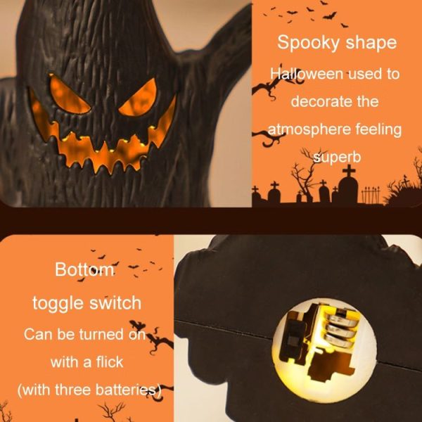 Halloween Ghost Face Tree Stump Lantern LED Candle Lights Decoration Holiday Ambience Ornament - Image 5