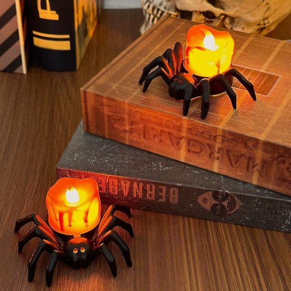 LED Halloween Spider Candle Light Electronic Ambient Decorative Night Lamp Desktop Ornament (Warm Light) - Image 6