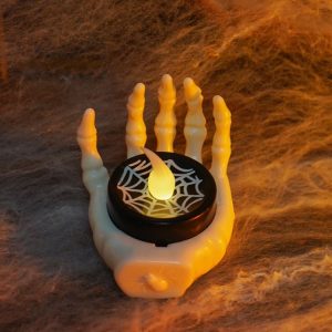 Halloween LED Candle Light Ghost Festival Decoration Palm Rest Night Light Horror Layout Prop (White)