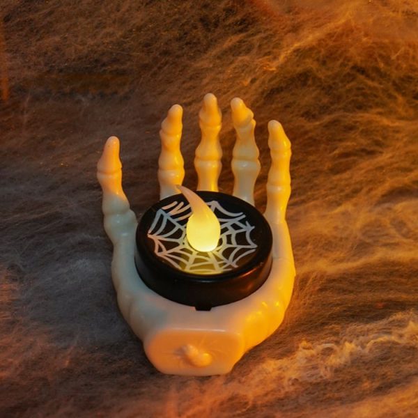 Halloween LED Candle Light Ghost Festival Decoration Palm Rest Night Light Horror Layout Prop (White)
