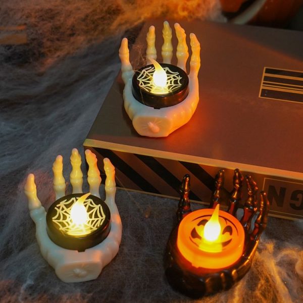 Halloween LED Candle Light Ghost Festival Decoration Palm Rest Night Light Horror Layout Prop (White) - Image 5