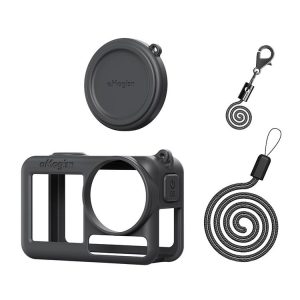 DJI Osmo Action 5 Pro aMagisn Silicone Protective Case with Lanyard and Lens Cap (Black)