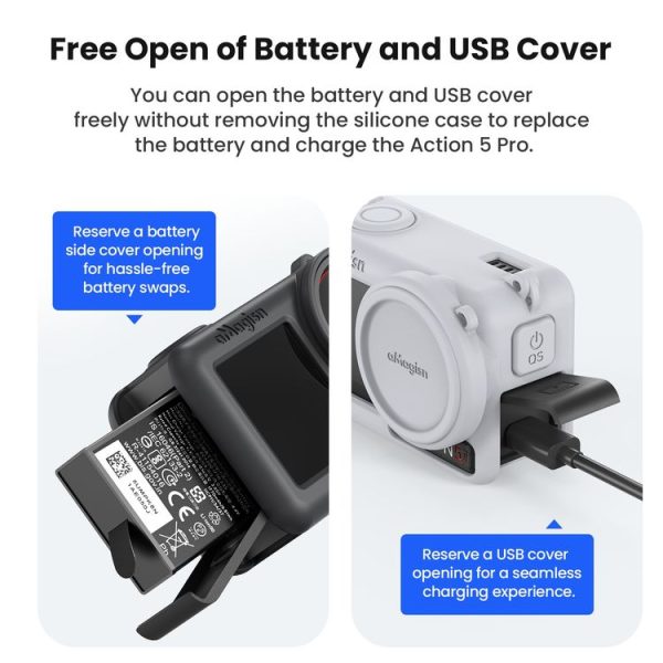 DJI Osmo Action 5 Pro aMagisn Silicone Protective Case with Lanyard and Lens Cap (Black) - Image 6
